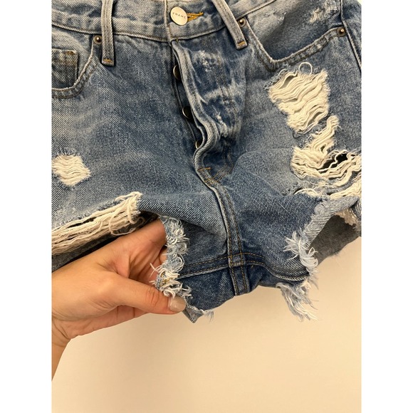 FRAME Denim Rigid Re-release short distressed high rise denim size 27 100 cotton - Picture 4 of 8